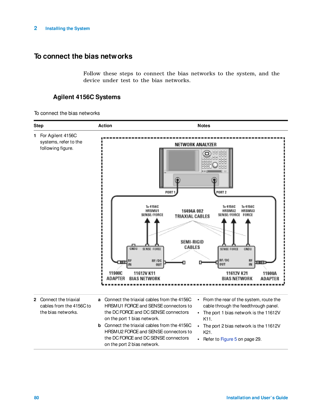 Agilent Technologies 85225F manual To connect the bias networks, Agilent 4156C Systems 