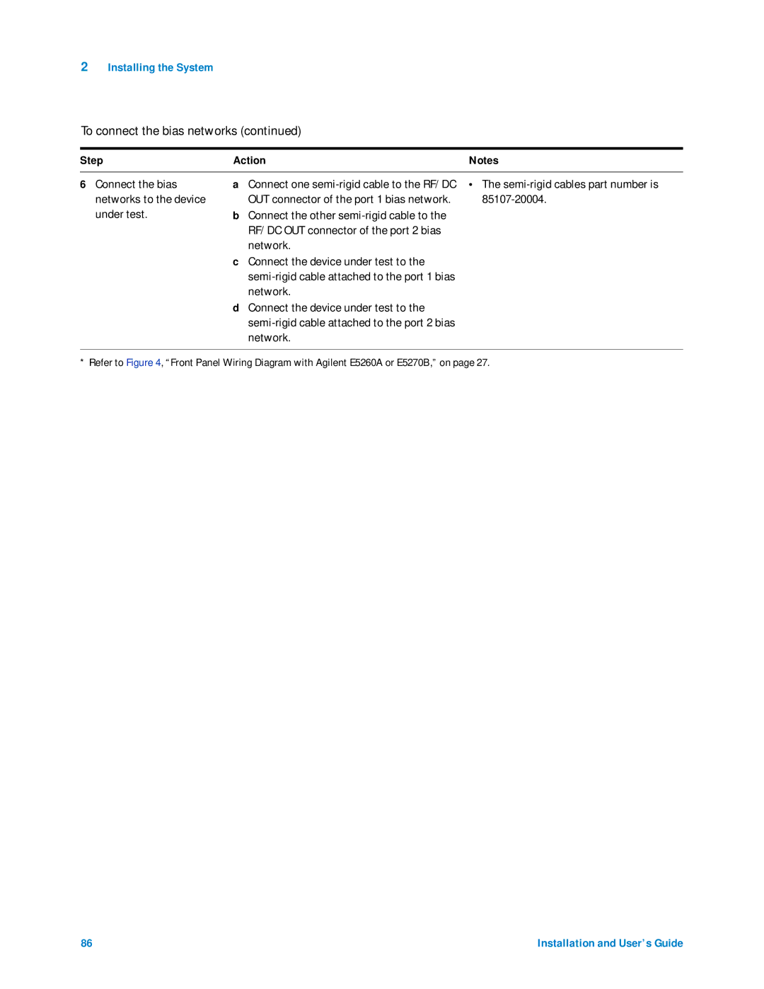 Agilent Technologies 85225F manual Connect the bias, Networks to the device 