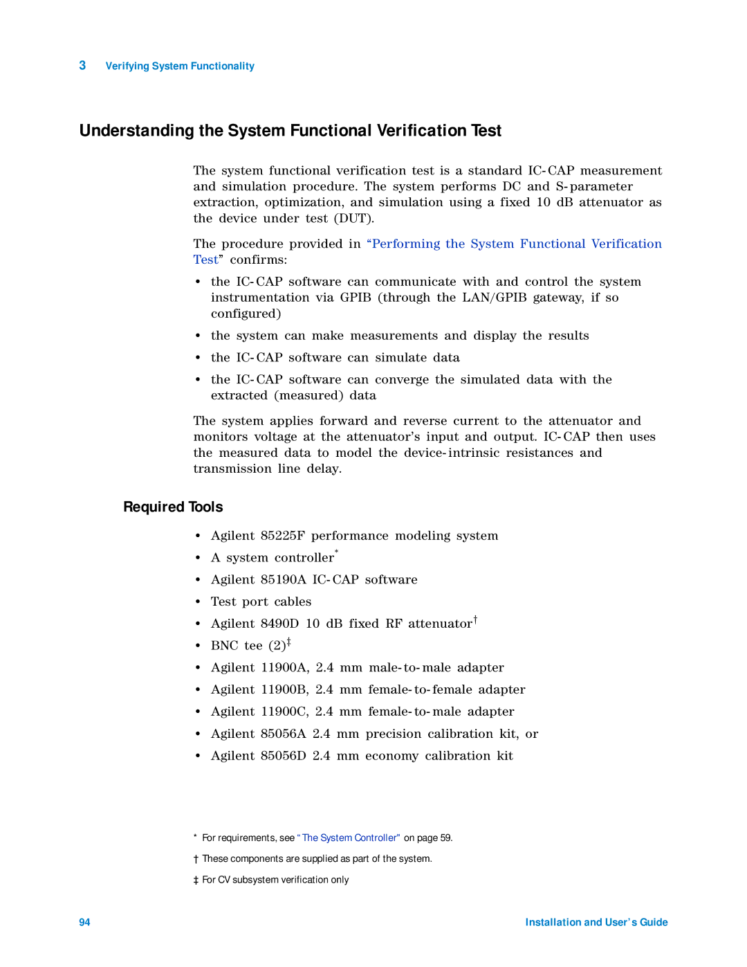 Agilent Technologies 85225F manual Understanding the System Functional Verification Test, Required Tools 