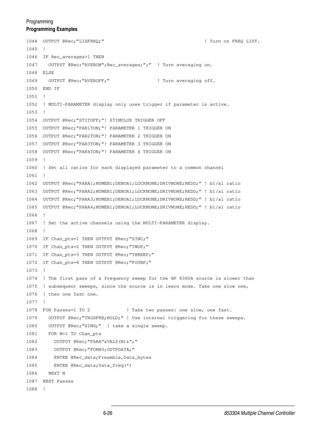 Agilent Technologies 85330A service manual Output @RecLISFREQ 