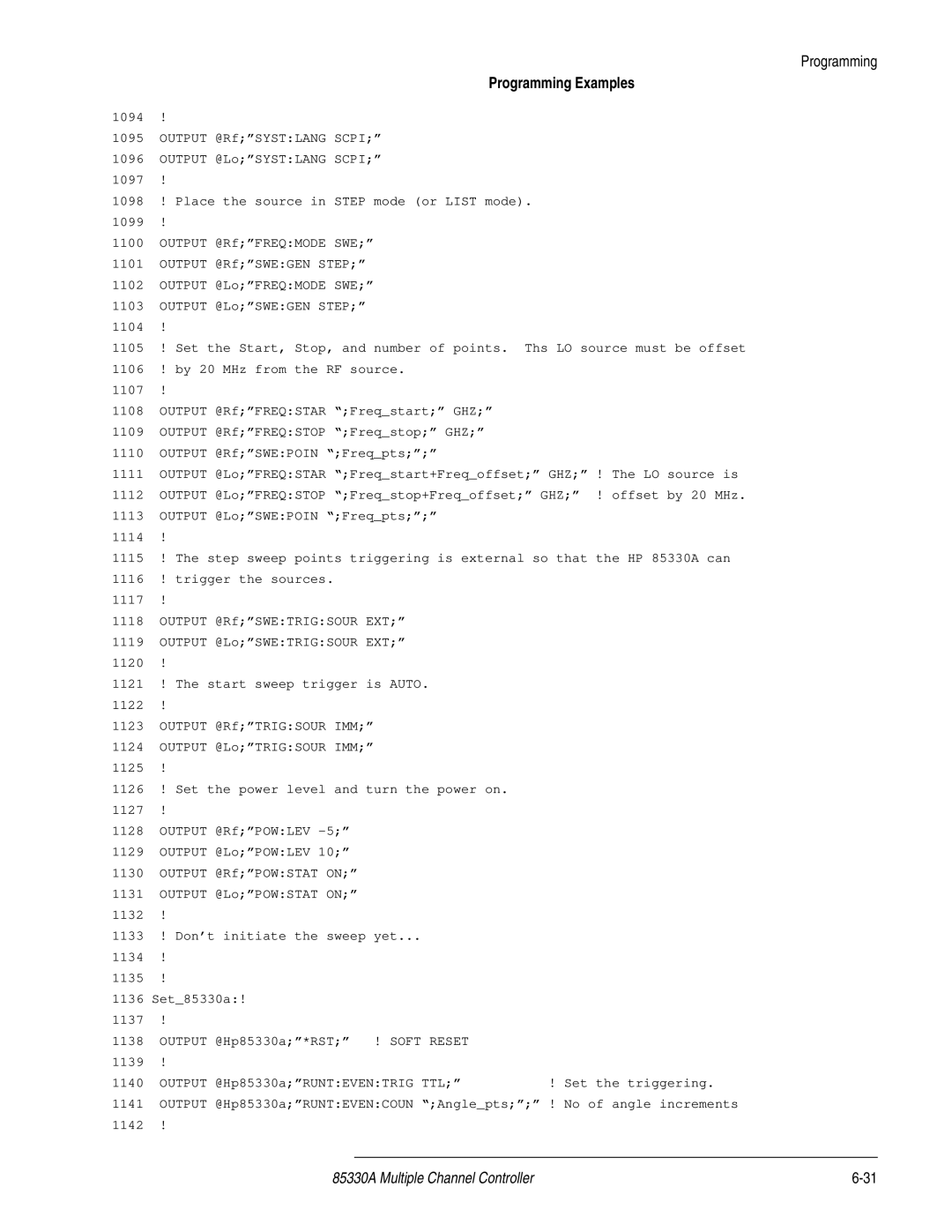 Agilent Technologies 85330A service manual Output @RfSYSTLANG Scpi 