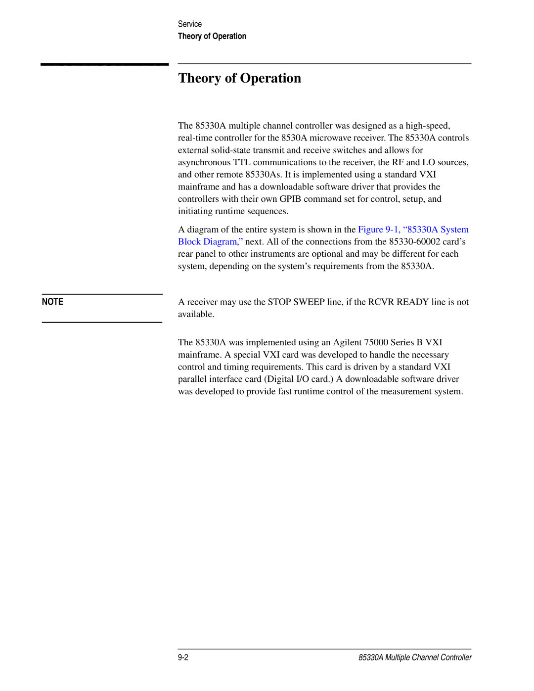 Agilent Technologies 85330A service manual Theory of Operation 