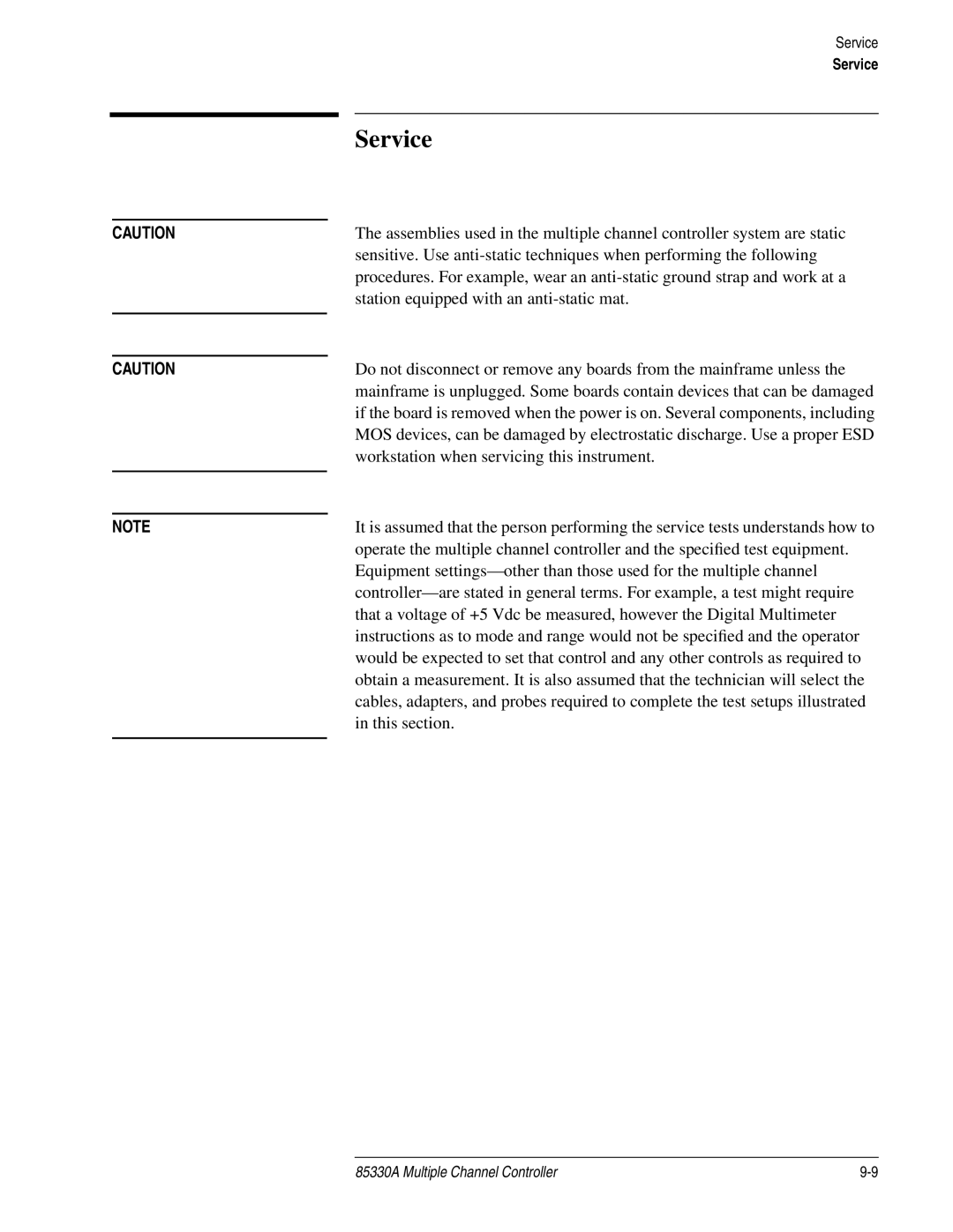 Agilent Technologies 85330A service manual Service 