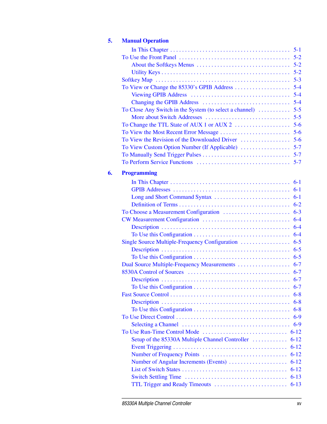 Agilent Technologies 85330A service manual Manual Operation 