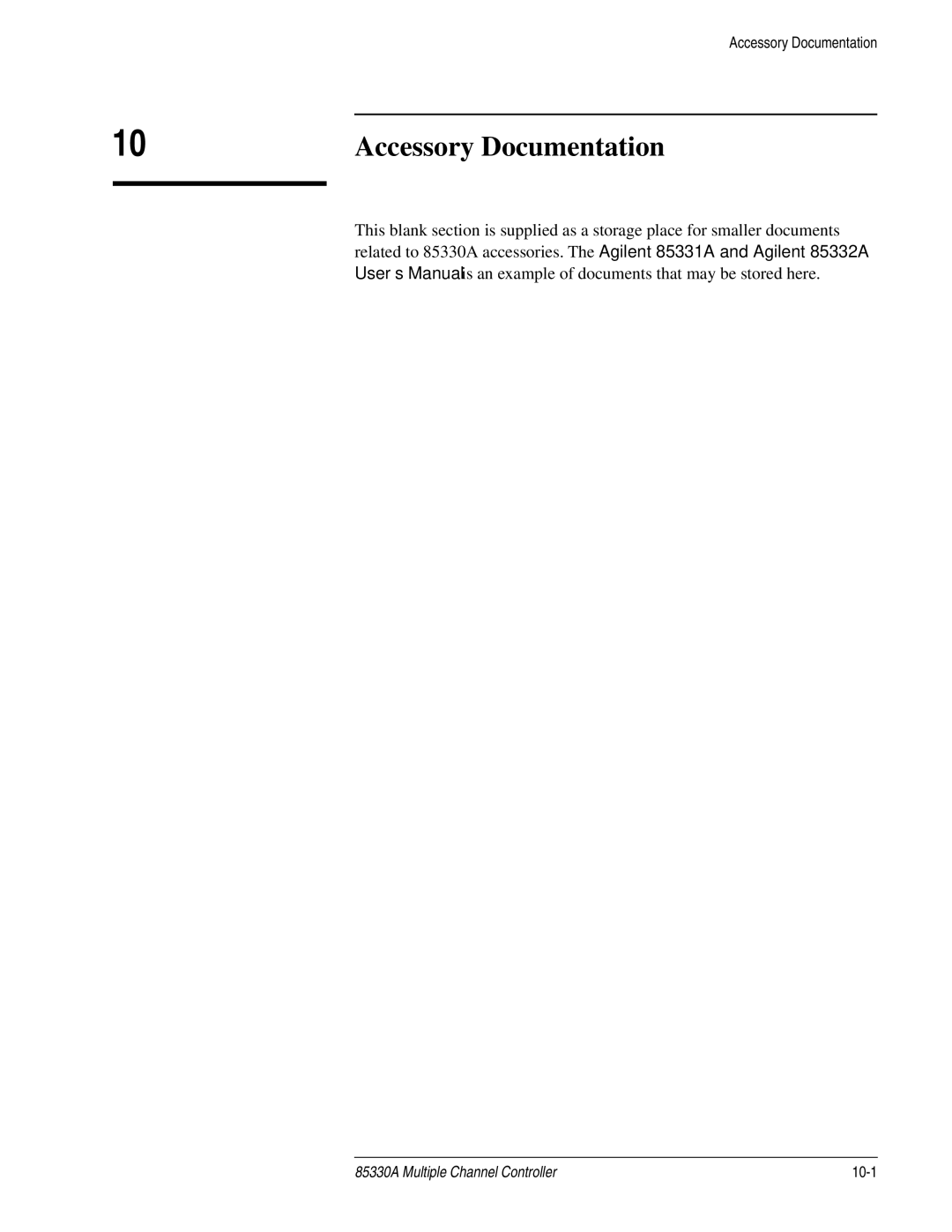 Agilent Technologies 85330A service manual Accessory Documentation 