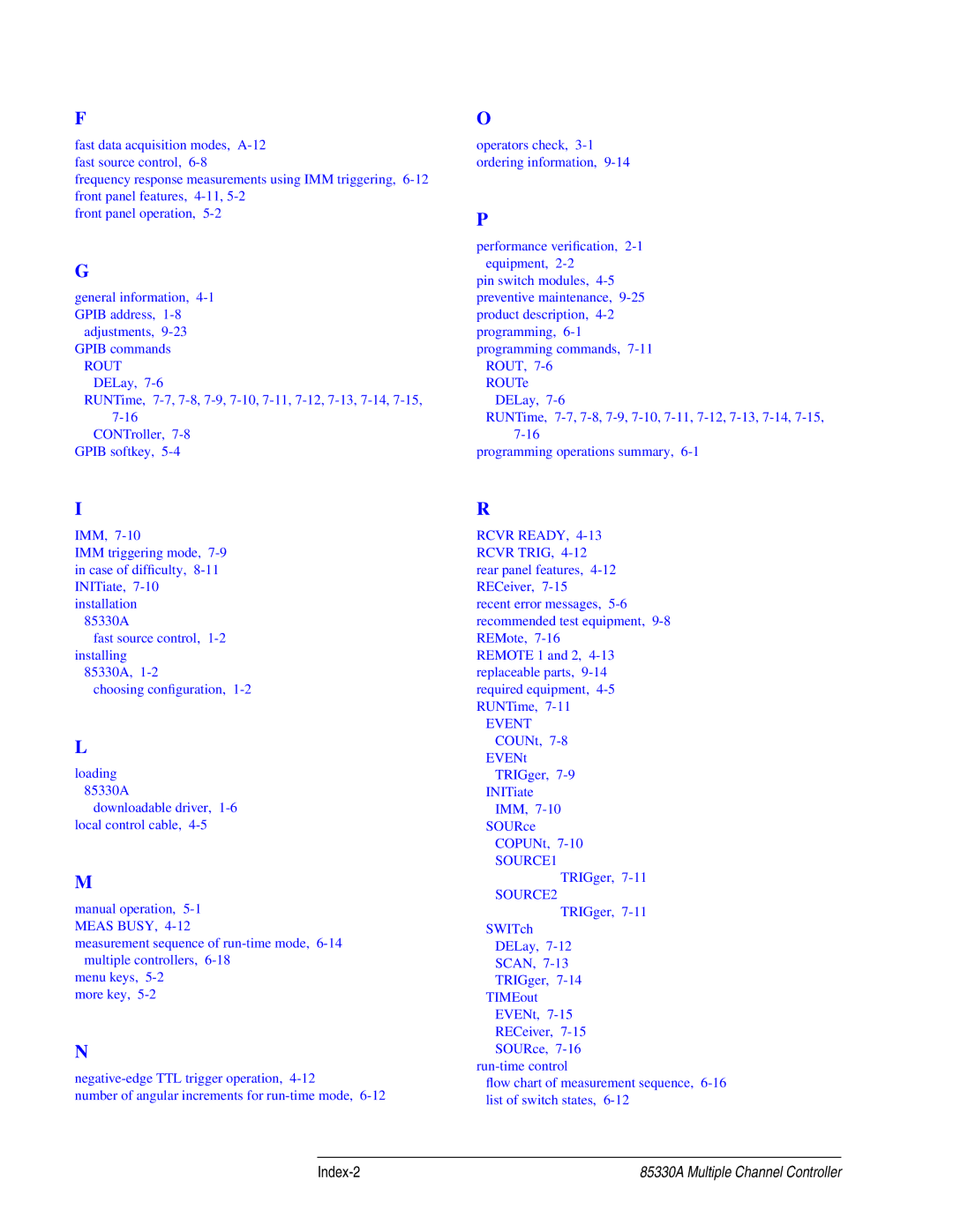 Agilent Technologies 85330A service manual Index-2 