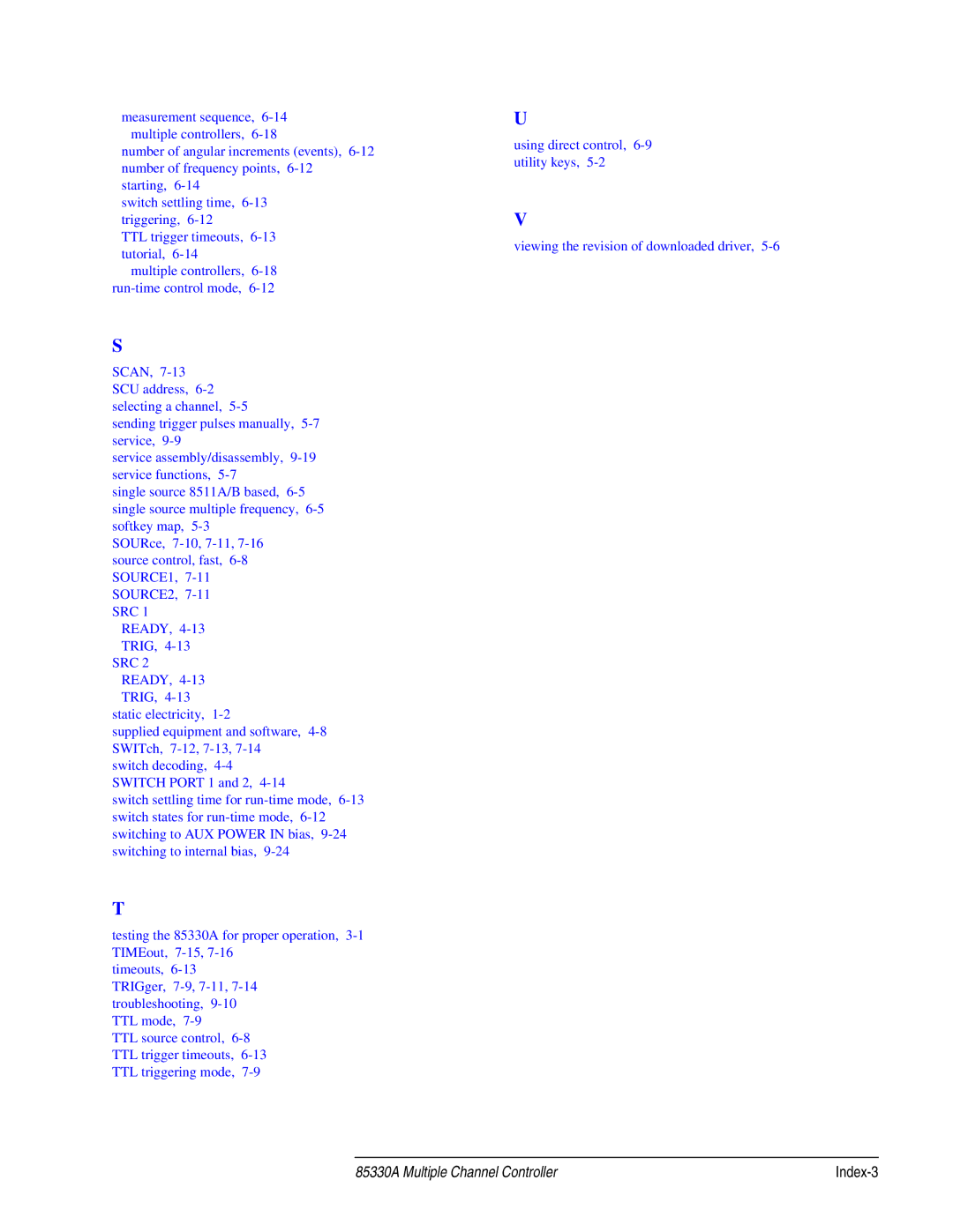 Agilent Technologies 85330A service manual Index-3 