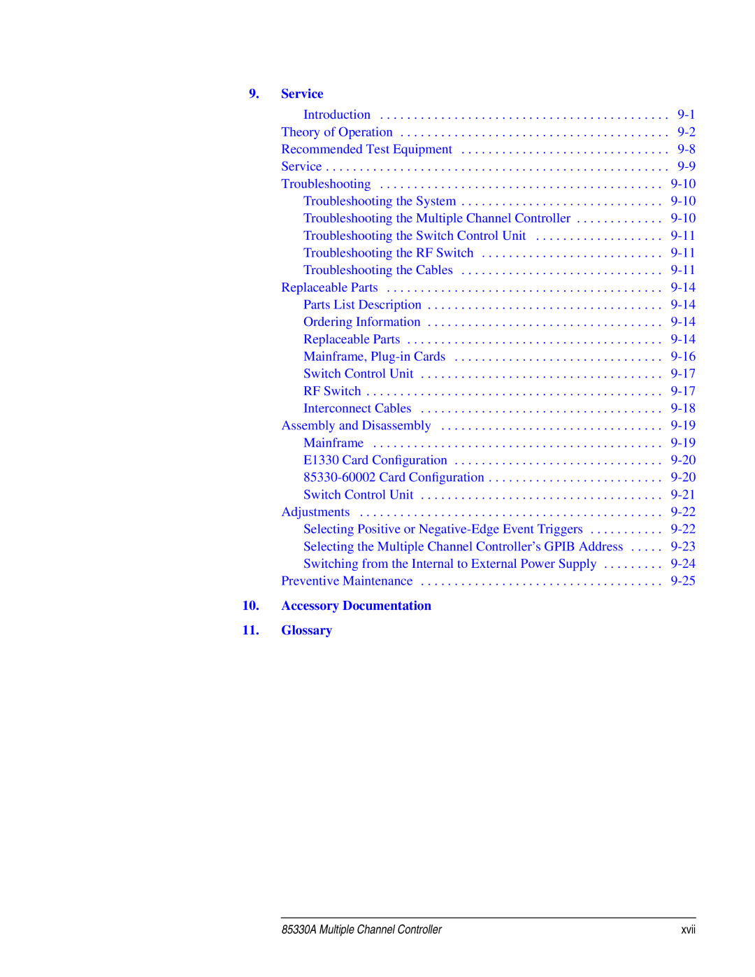 Agilent Technologies 85330A service manual Accessory Documentation Glossary 