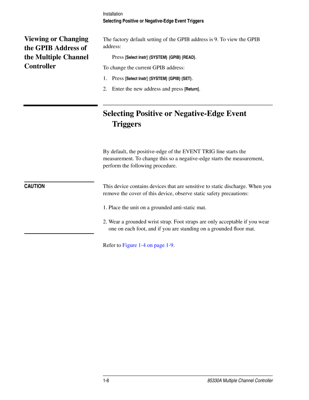 Agilent Technologies 85330A service manual Selecting Positive or Negative-Edge Event Triggers, Refer to -4 on 