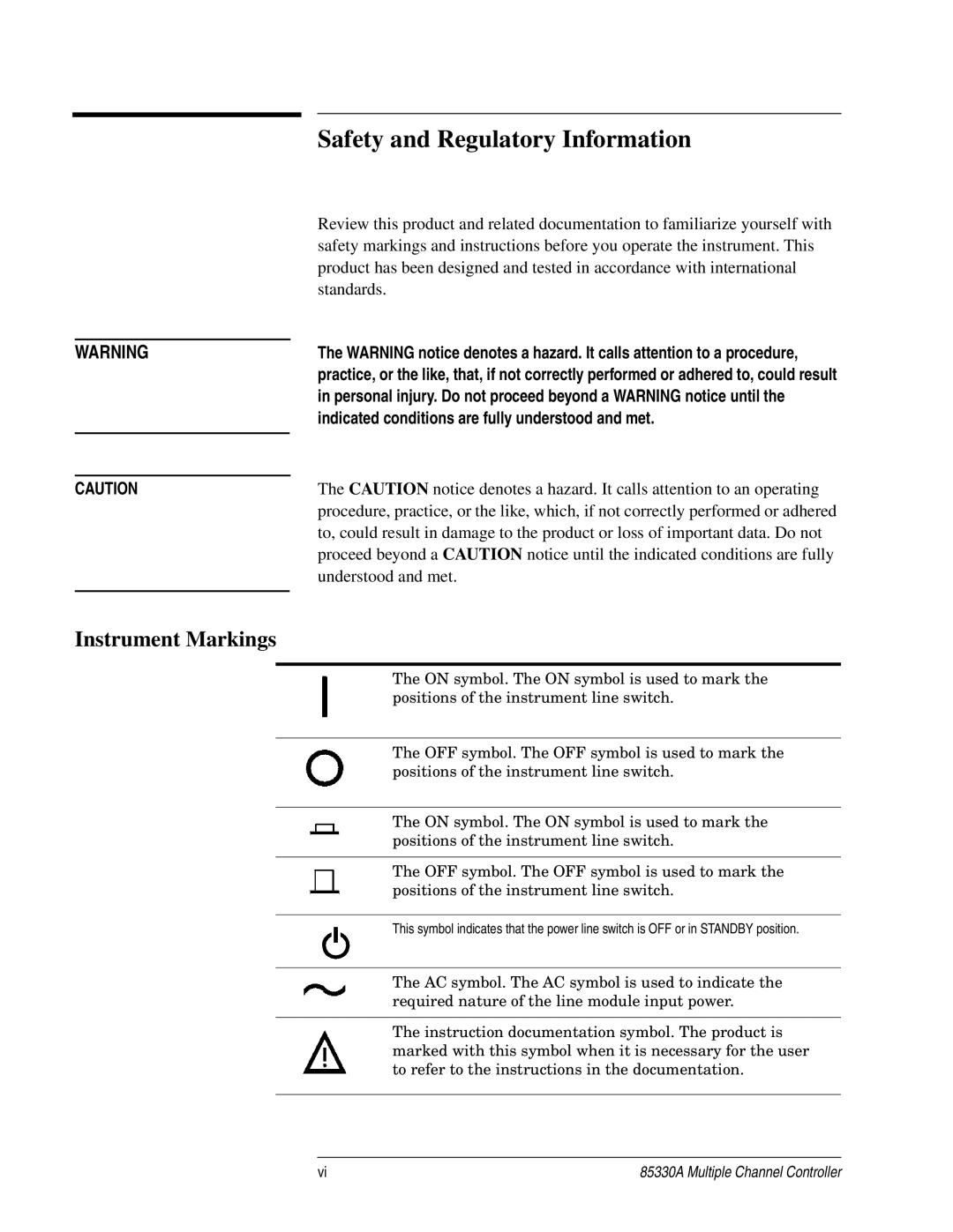 Agilent Technologies 85330A service manual Safety and Regulatory Information, Instrument Markings 