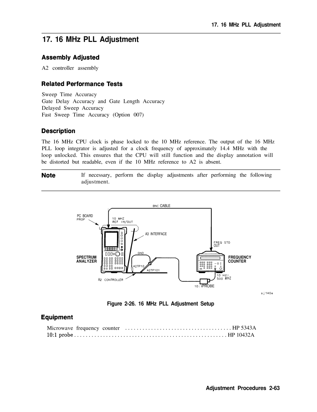 Agilent Technologies 856290216 service manual MHz PLL Adjustment 