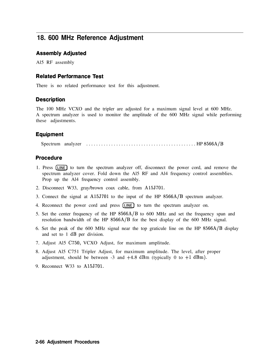 Agilent Technologies 856290216 service manual MHz Reference Adjustment, Assembly Adjusted 