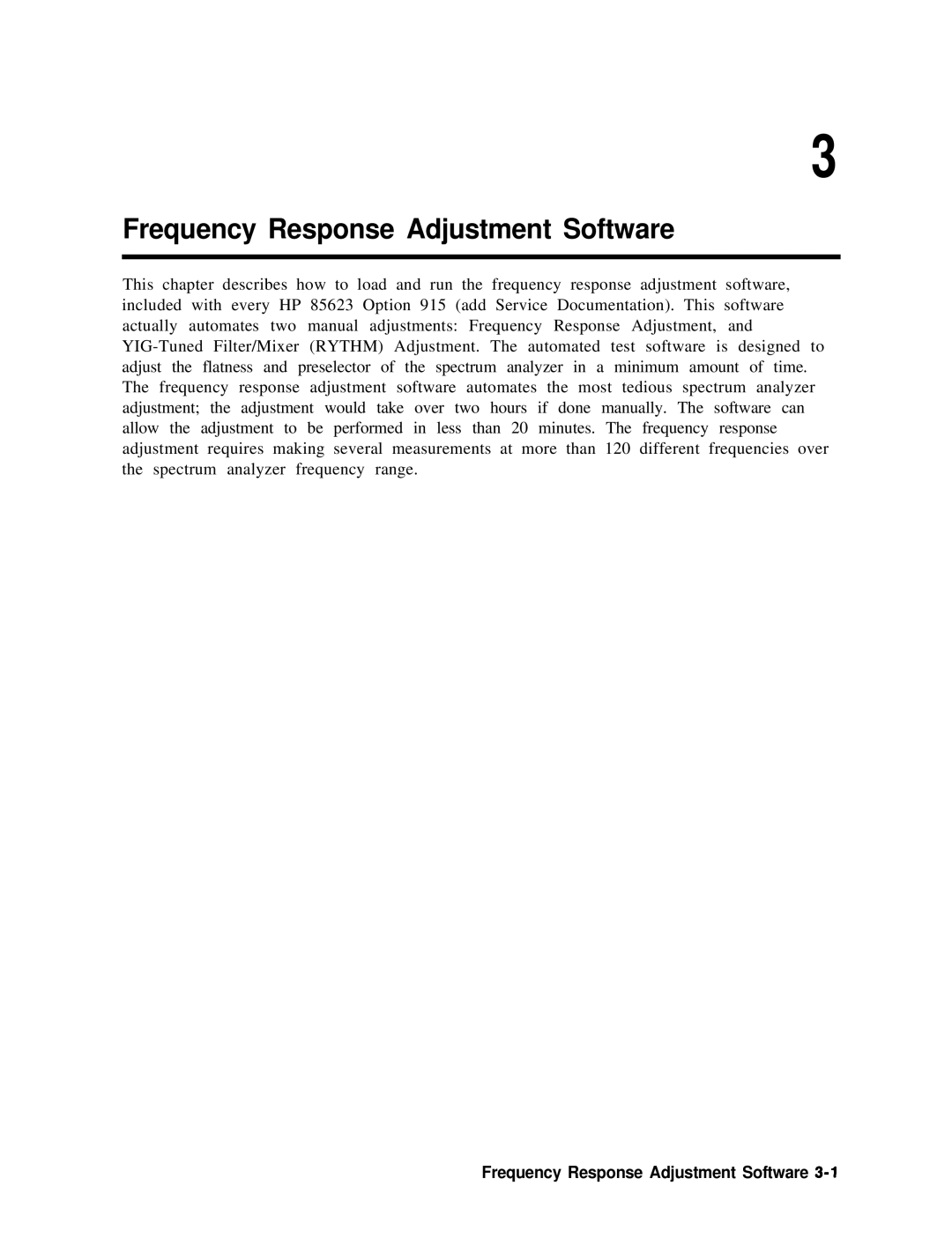 Agilent Technologies 856290216 service manual Frequency Response Adjustment Software 3-l 