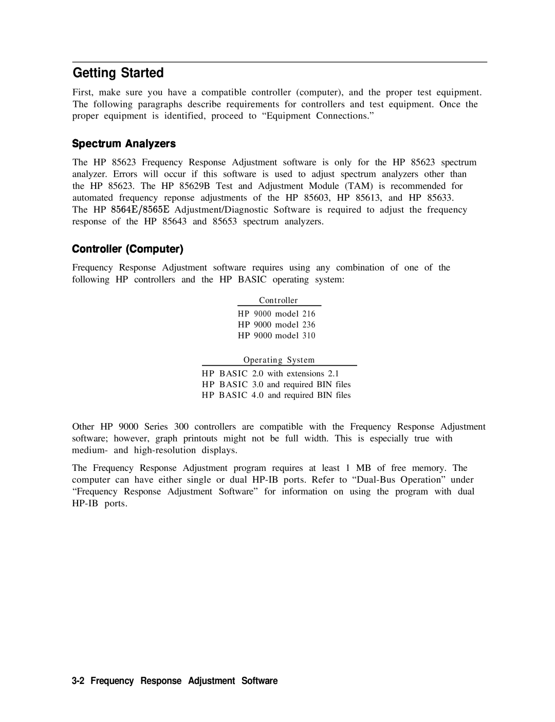 Agilent Technologies 856290216 service manual Getting Started, Spectrum Analyzers, Controller Computer 