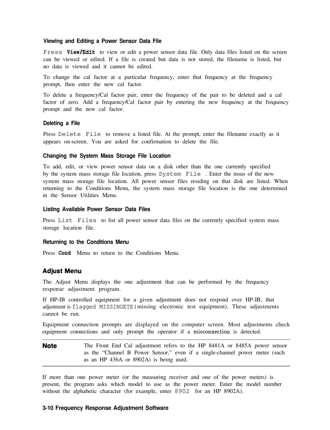 Agilent Technologies 856290216 service manual Adjust Menu 