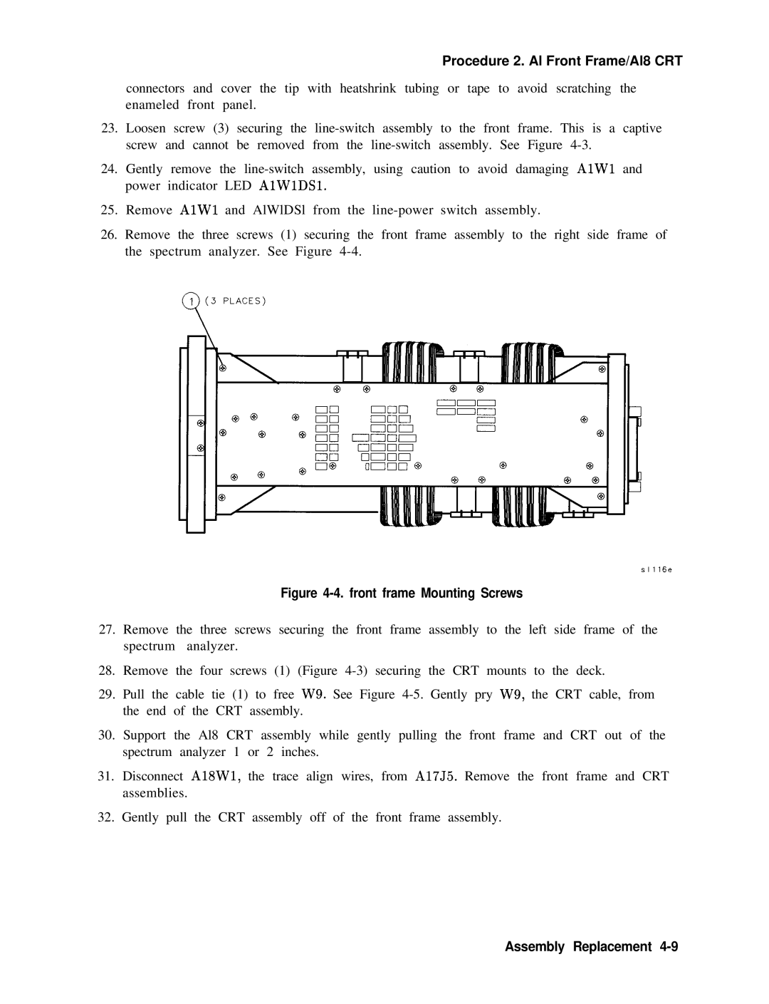 Agilent Technologies 856290216 service manual Front frame Mounting Screws 