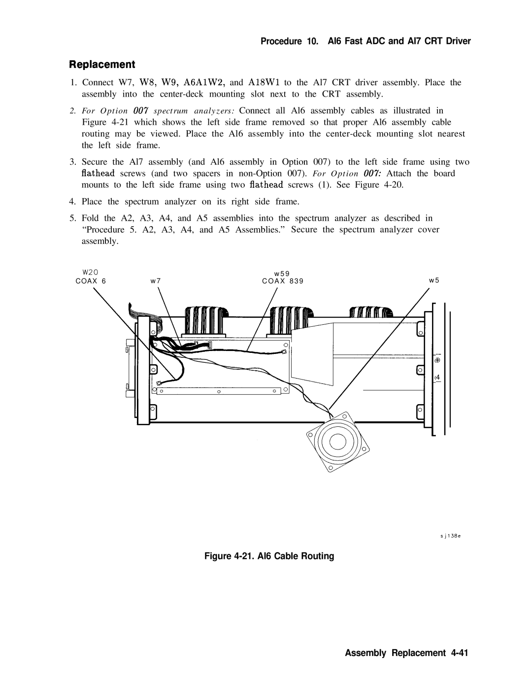 Agilent Technologies 856290216 Procedure 10. Al6 Fast ADC and Al7 CRT Driver, 21. Al6 Cable Routing Assembly Replacement 