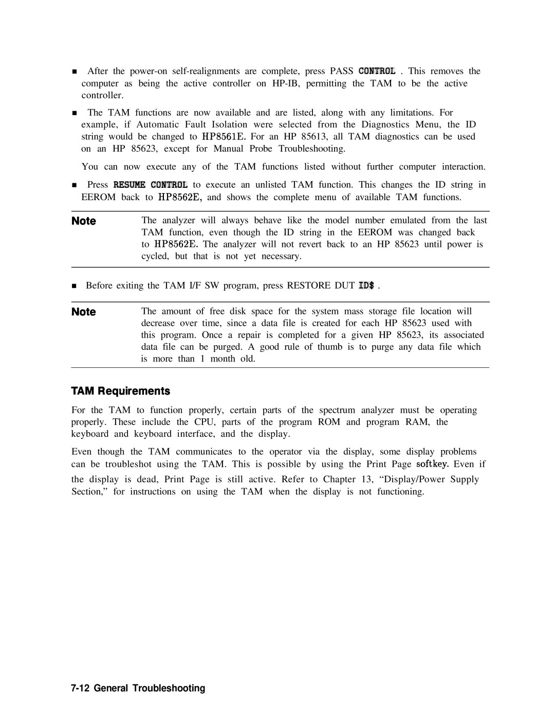 Agilent Technologies 856290216 service manual TAM Requirements 