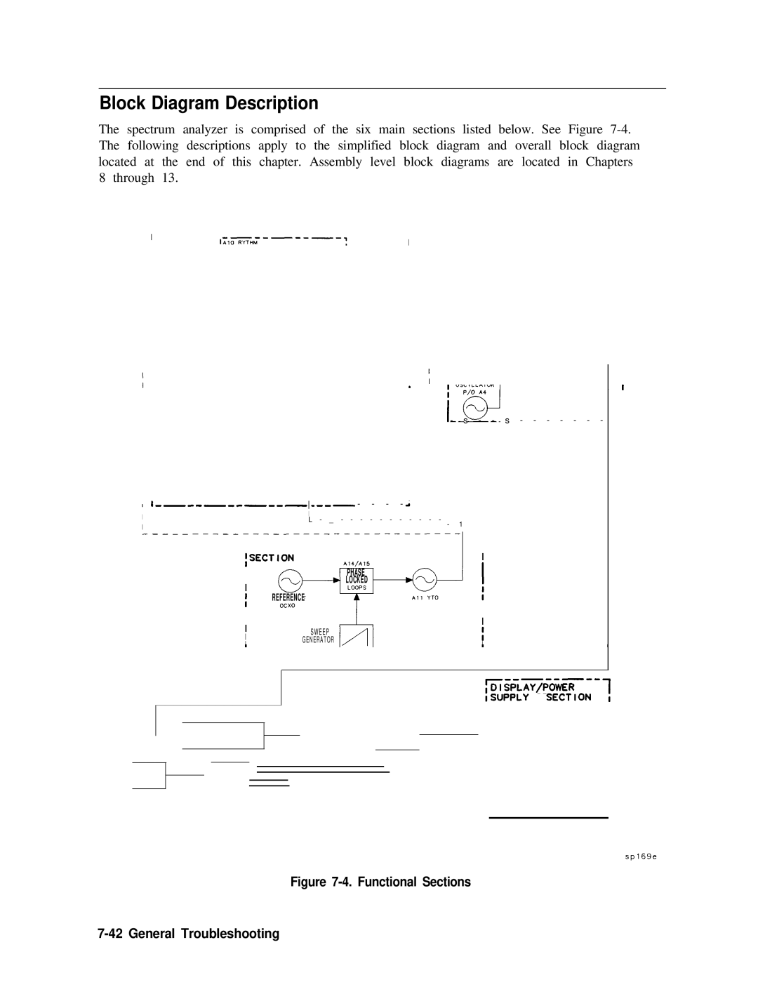 Agilent Technologies 856290216 service manual Block Diagram Description, Functional Sections General Troubleshooting 