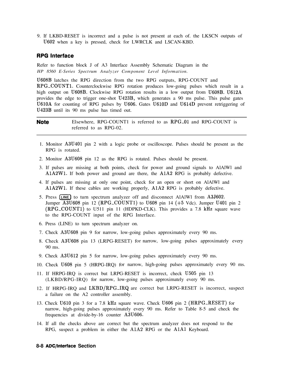 Agilent Technologies 856290216 service manual RPG Interface 