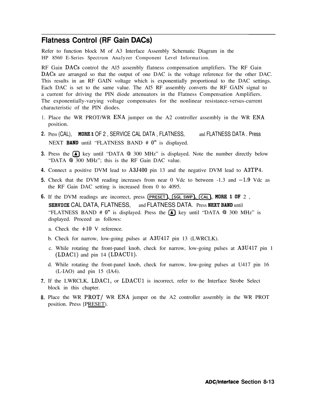 Agilent Technologies 856290216 service manual Flatness Control RF Gain DACs, ADC/lntefface Section 