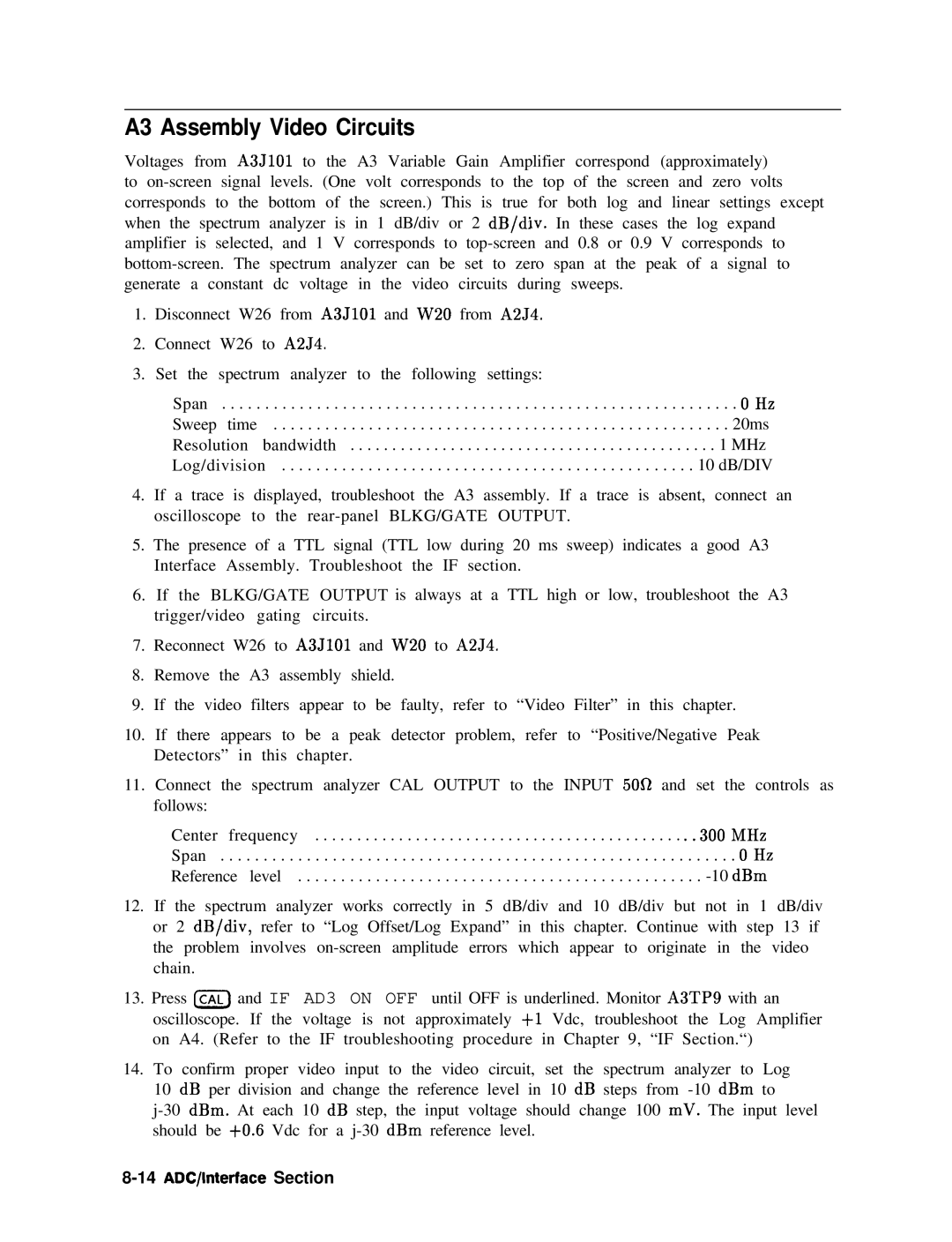 Agilent Technologies 856290216 service manual A3 Assembly Video Circuits, 14 ADC/lnterface Section 