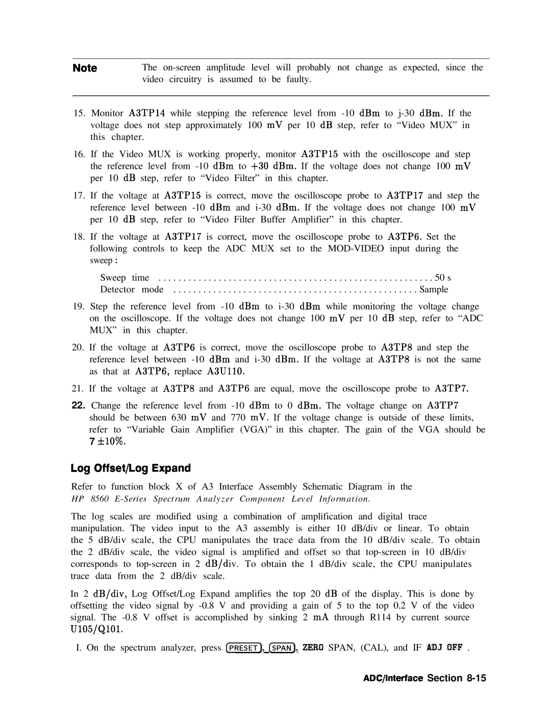 Agilent Technologies 856290216 service manual Log Offset/Log Expand, ADC/lnterface Section 