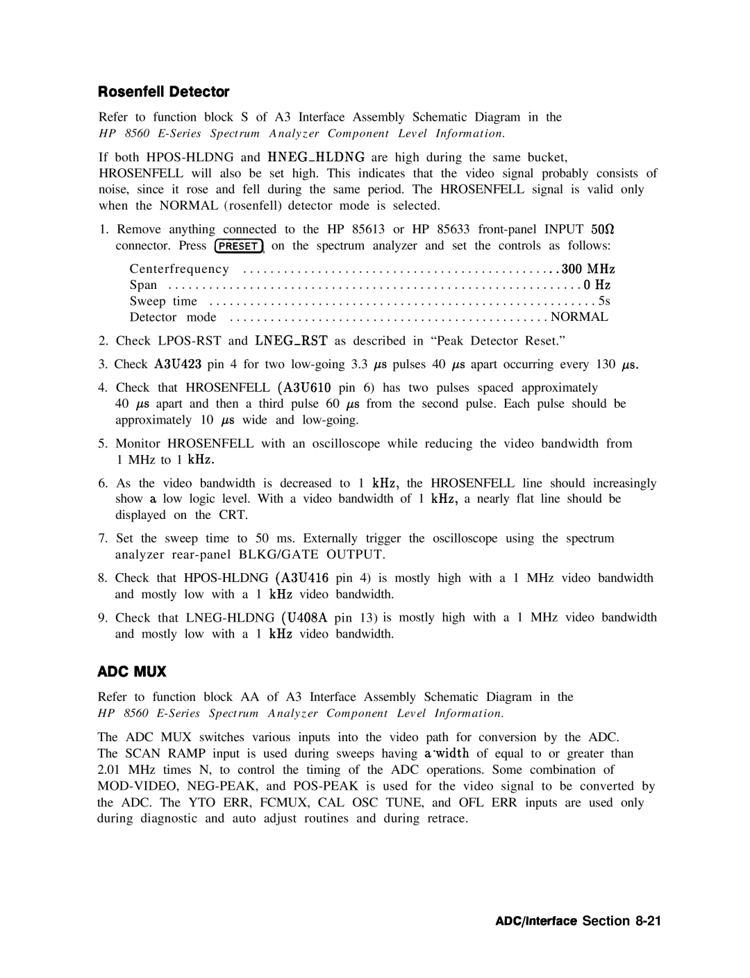 Agilent Technologies 856290216 service manual Rosenfell Detector, Adc Mux 