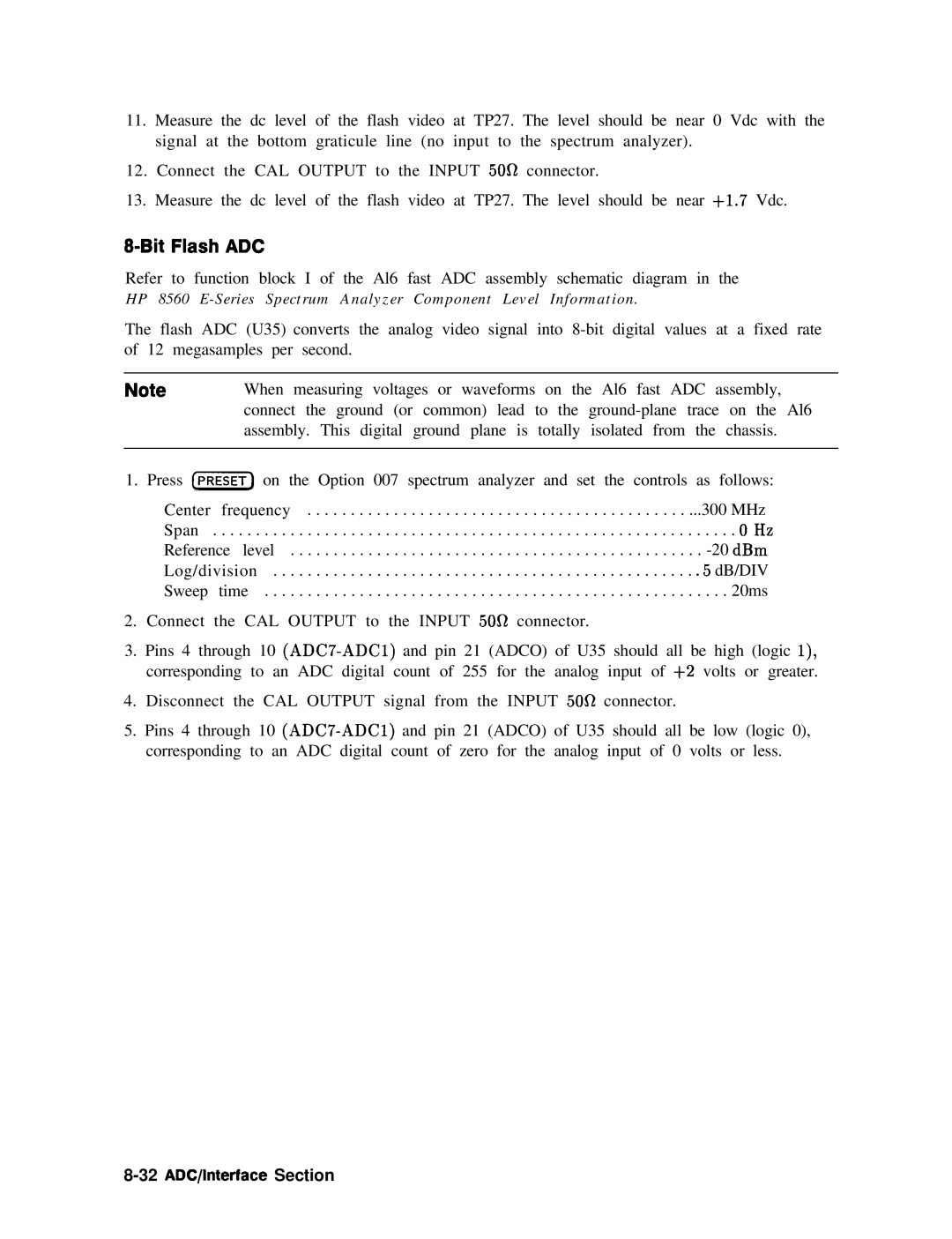 Agilent Technologies 856290216 service manual Bit Flash ADC, 32 ADC/lnterface Section 