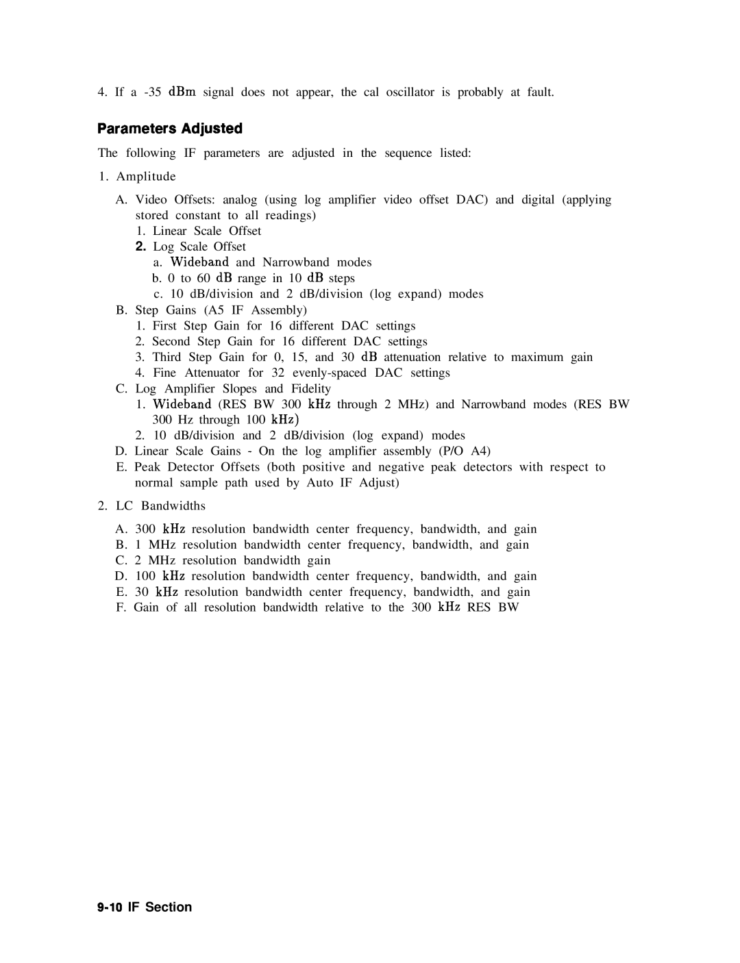 Agilent Technologies 856290216 service manual Parameters Adjusted 