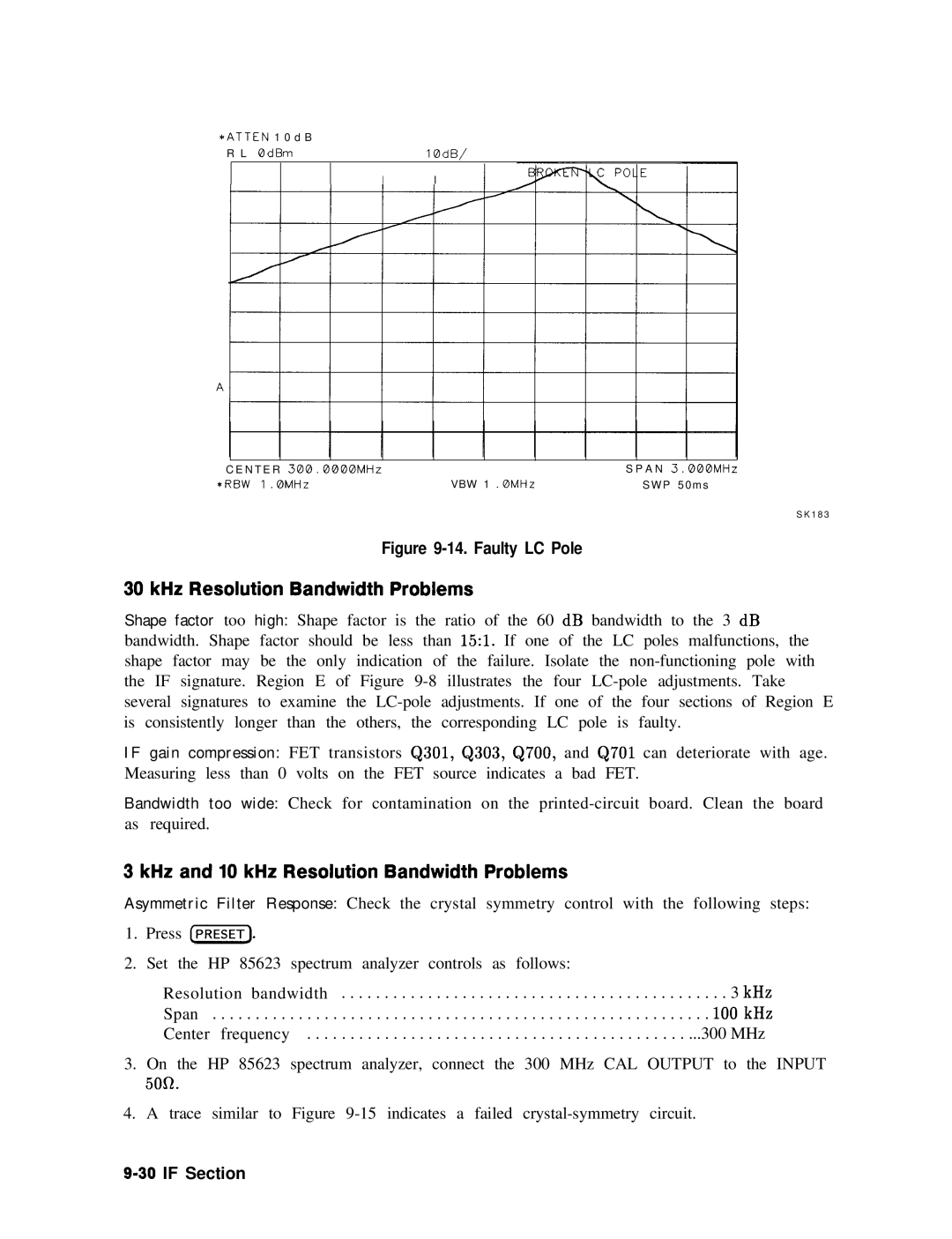 Agilent Technologies 856290216 KHz Resolution Bandwidth Problems, KHz and 10 kHz Resolution Bandwidth Problems 