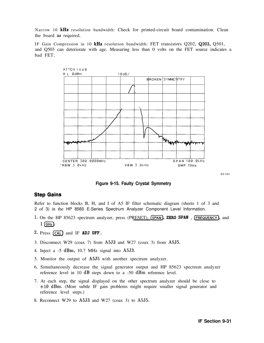 Agilent Technologies 856290216 service manual Step Gains, Faulty Crystal Symmetry 