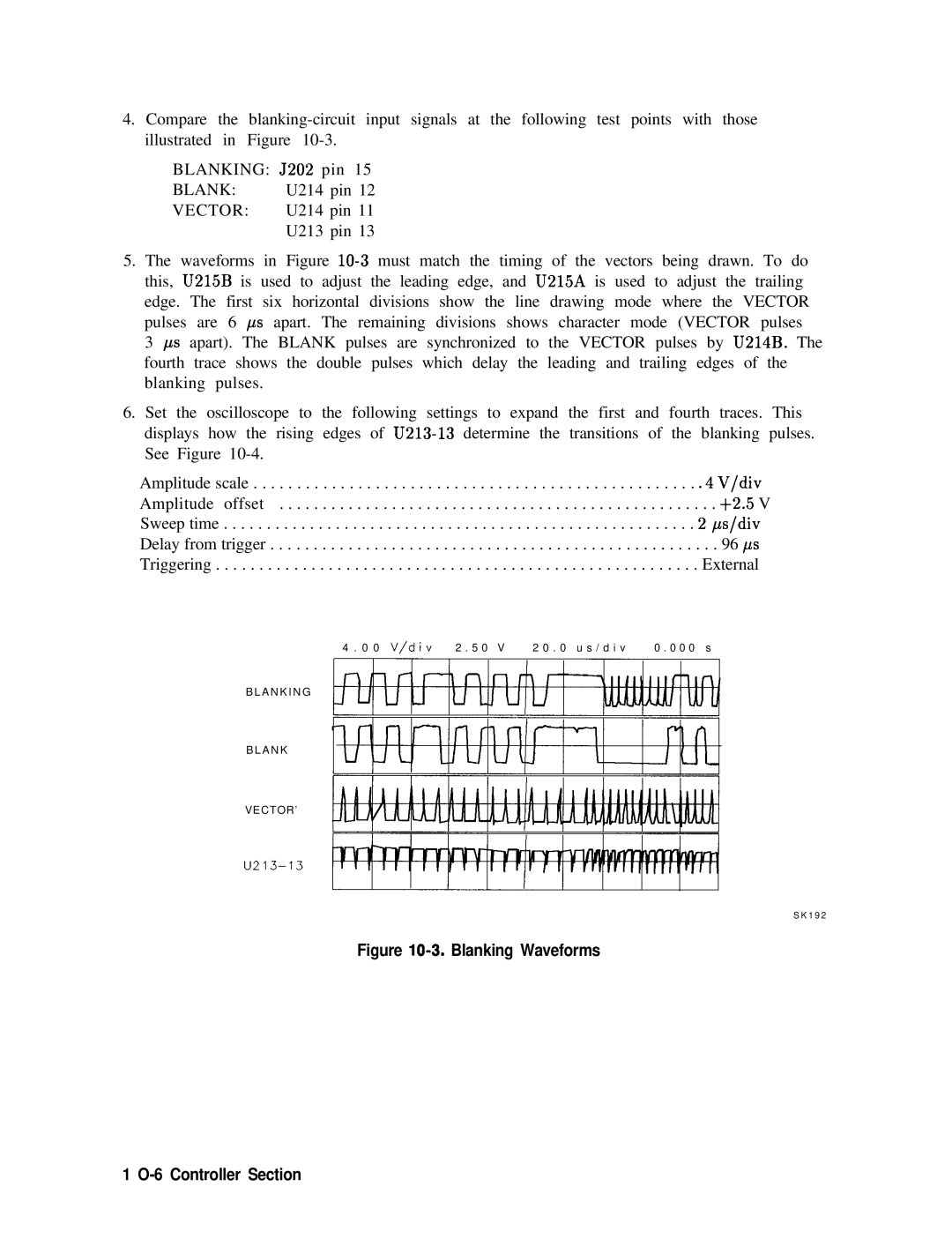 Agilent Technologies 856290216 service manual Blanking Waveforms 6 Controller Section 