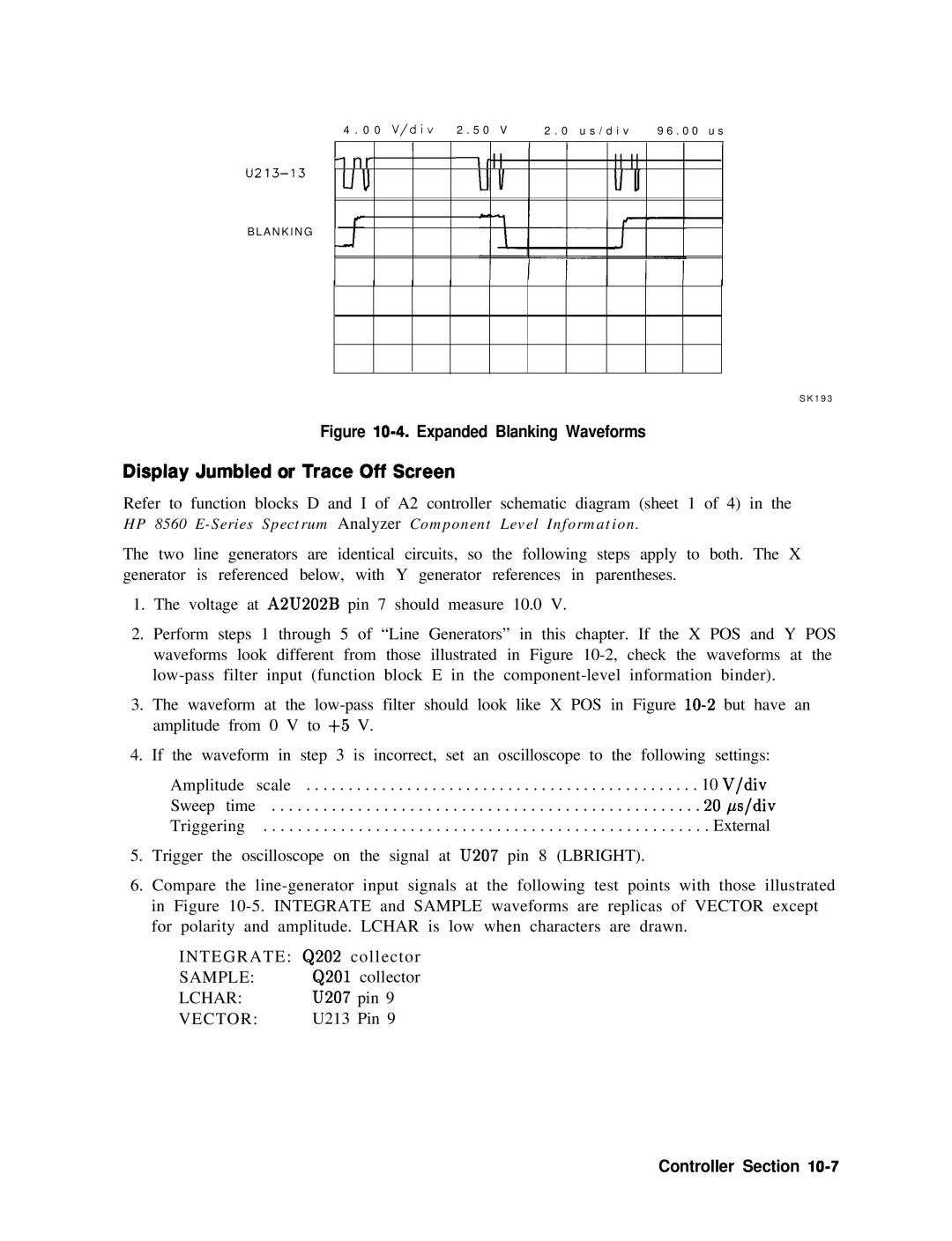 Agilent Technologies 856290216 service manual Display Jumbled or Trace Off Screen, Expanded Blanking Waveforms 