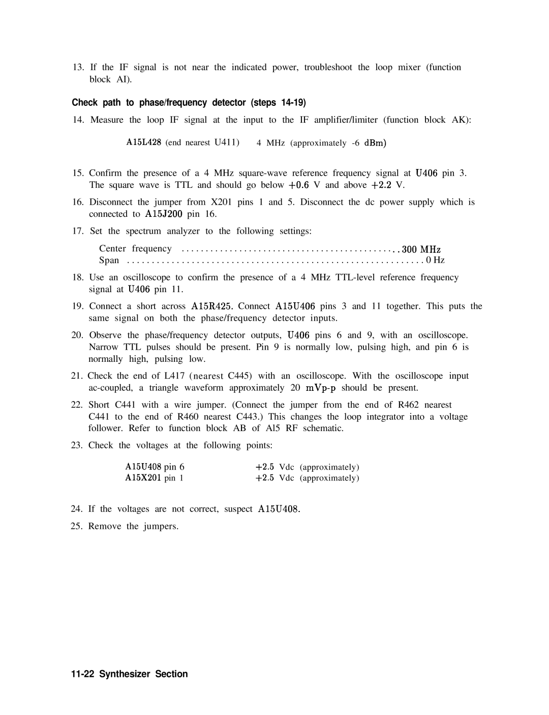 Agilent Technologies 856290216 service manual Check path to phase/frequency detector steps 