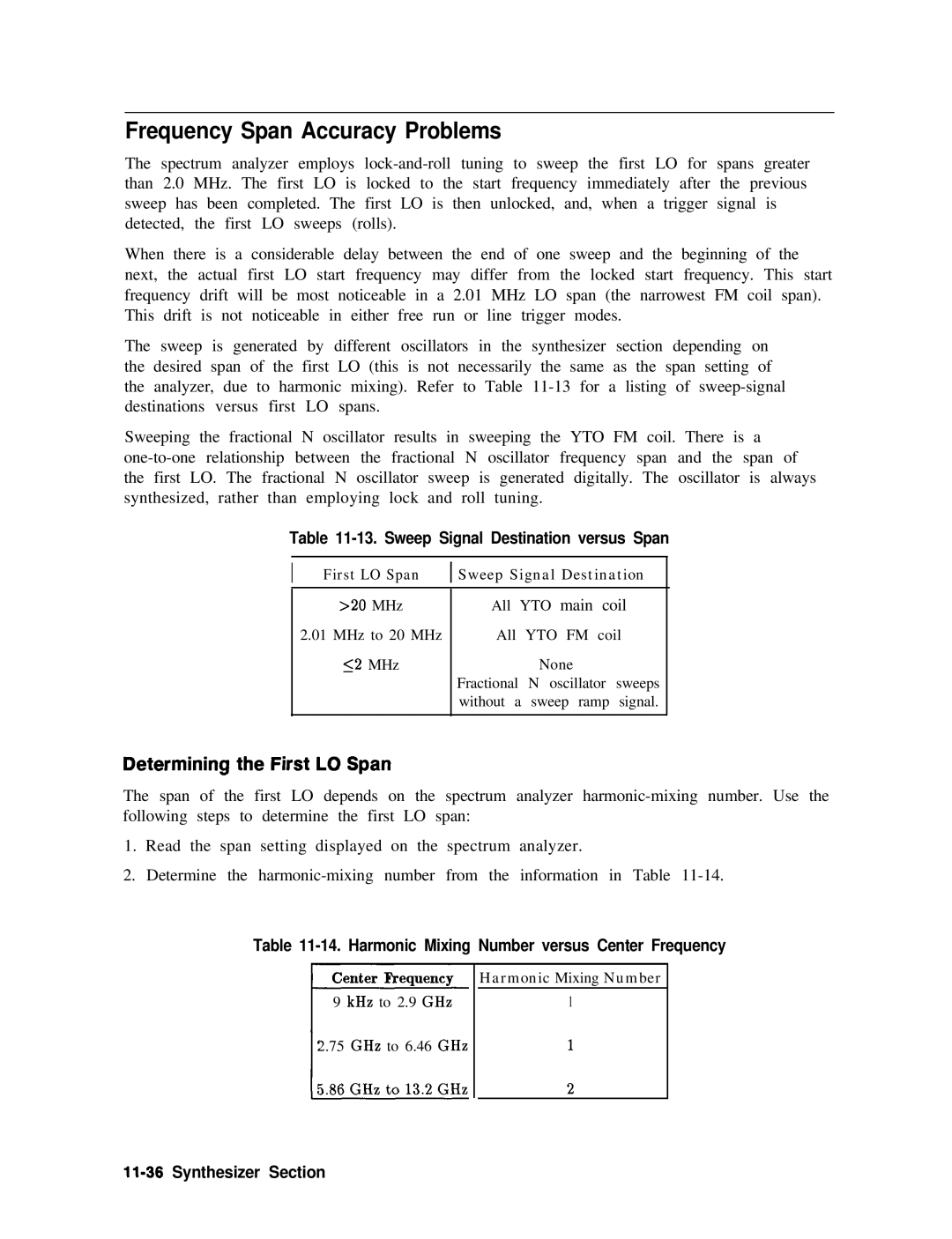 Agilent Technologies 856290216 service manual Frequency Span Accuracy Problems, Determining the First LO Span 