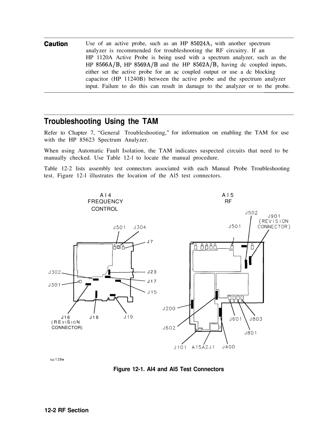 Agilent Technologies 856290216 service manual Al4 and Al5 Test Connectors RF Section 