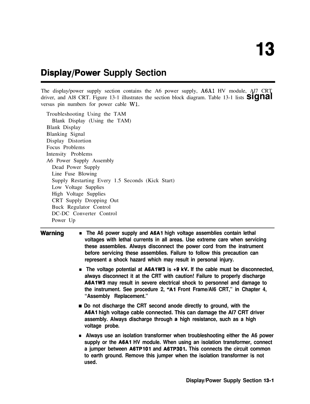 Agilent Technologies 856290216 service manual Isplay/Power Supply Section 