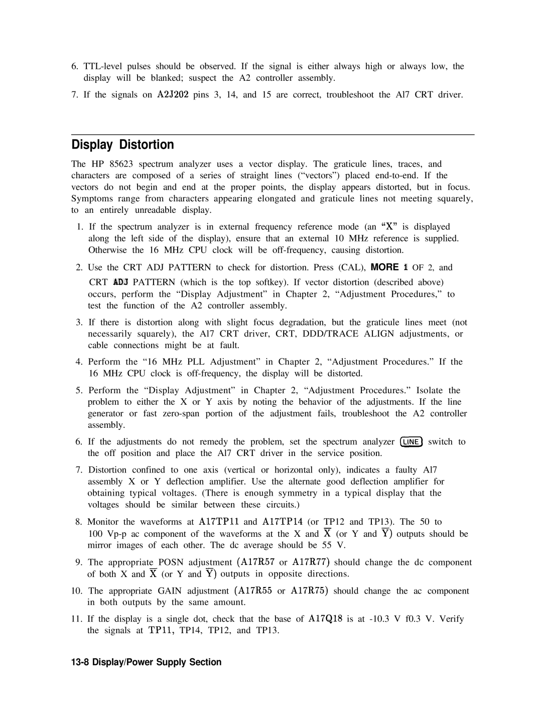 Agilent Technologies 856290216 service manual Display Distortion 