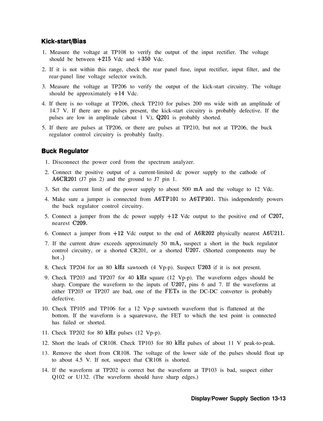 Agilent Technologies 856290216 service manual Kick-start/Bias, Buck Regulator 