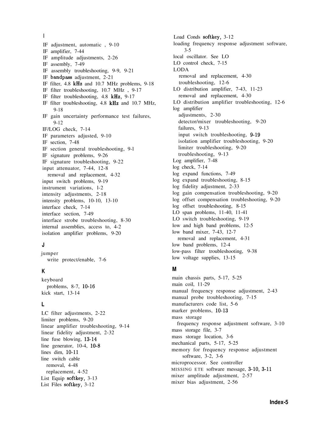 Agilent Technologies 856290216 service manual Index-5, Loda 