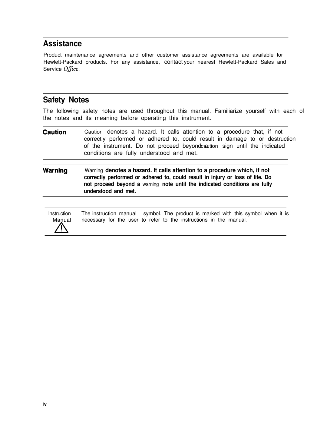 Agilent Technologies 856290216 service manual Assistance, Safety Notes 