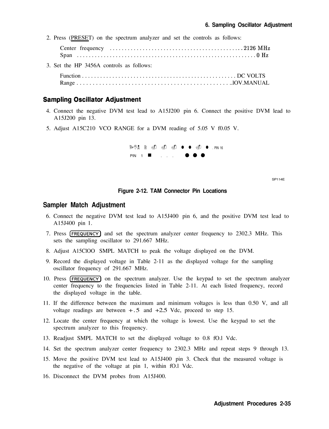 Agilent Technologies 856290216 service manual Sampling Oscillator Adjustment, Sampler Match Adjustment 