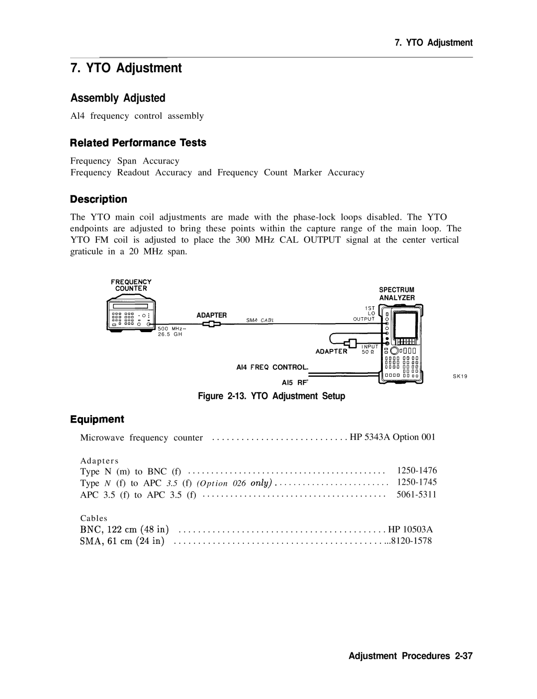 Agilent Technologies 856290216 service manual YTO Adjustment 