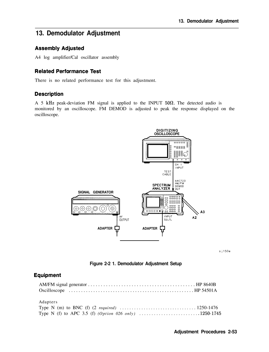 Agilent Technologies 856290216 service manual Demodulator Adjustment 