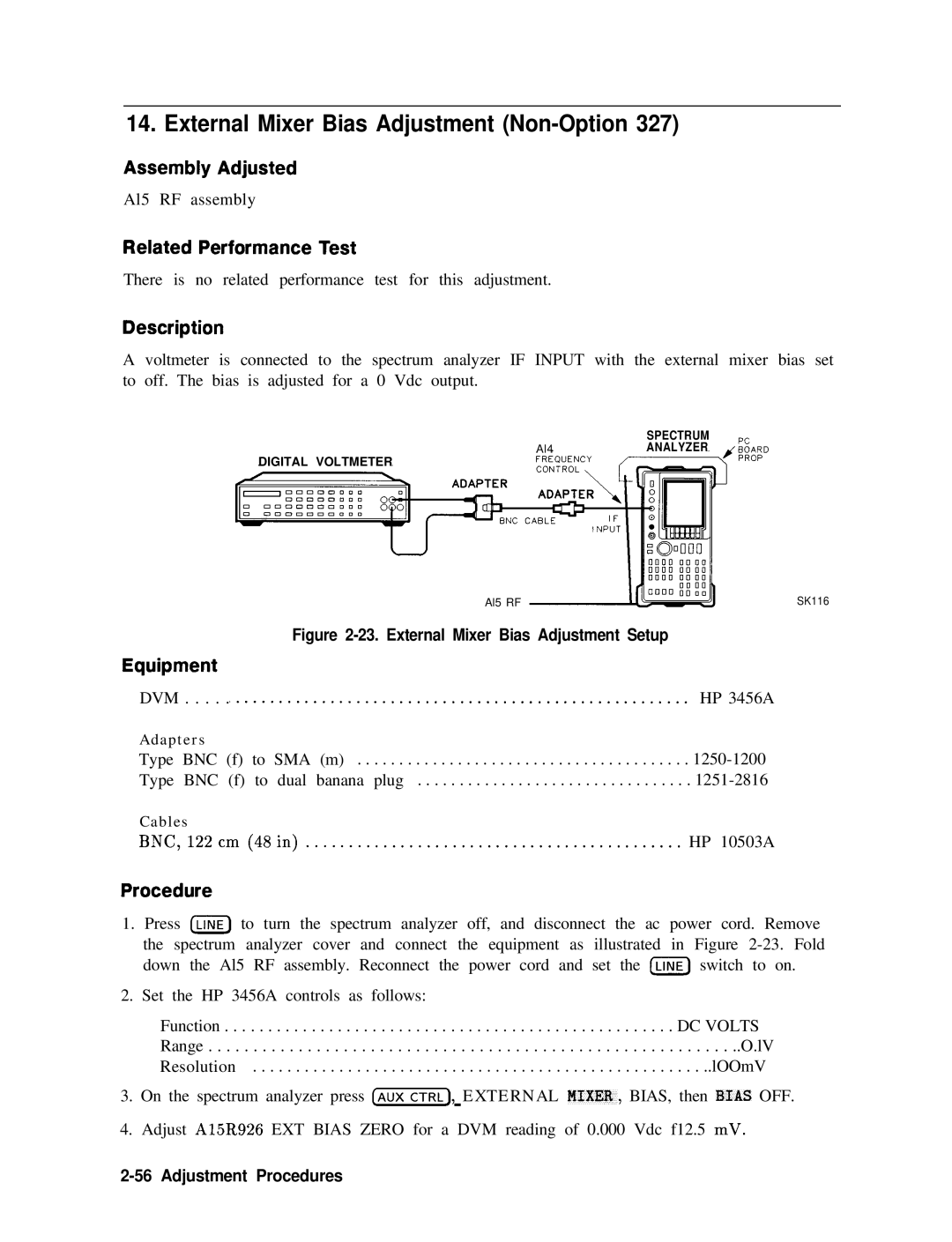 Agilent Technologies 856290216 External Mixer Bias Adjustment Non-Option, External Mixer Bias Adjustment Setup 