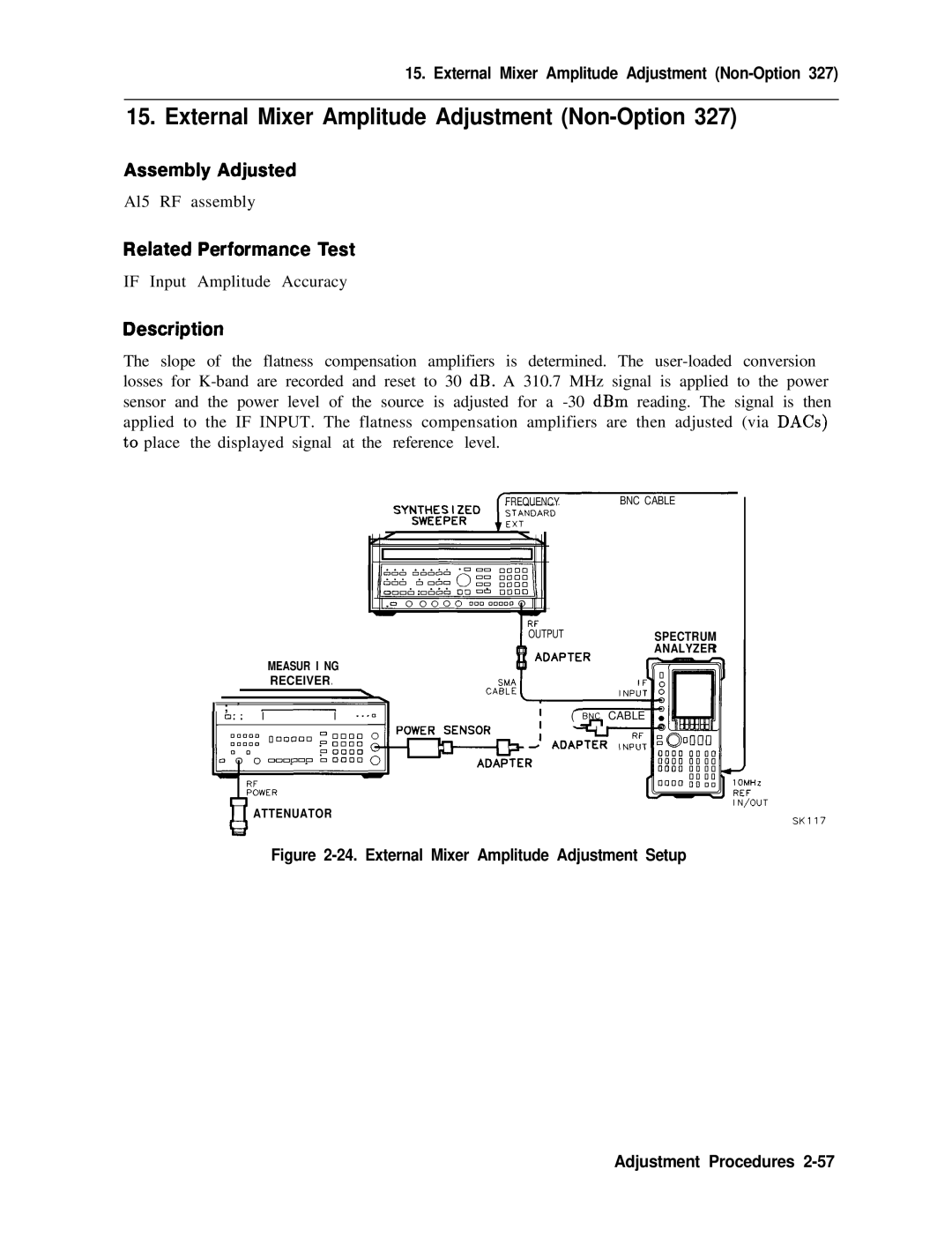 Agilent Technologies 856290216 service manual External Mixer Amplitude Adjustment Non-Option 