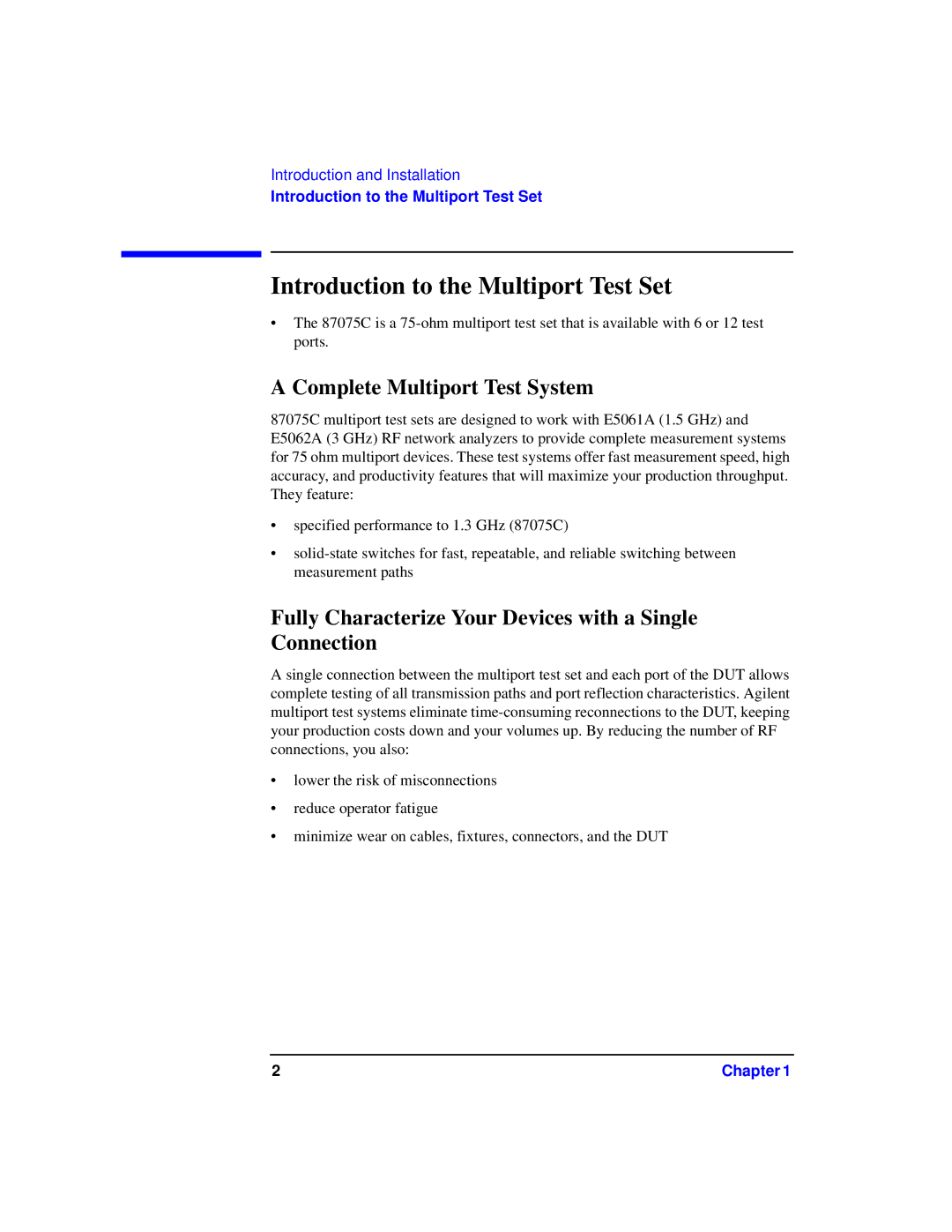 Agilent Technologies 87075C manual Introduction to the Multiport Test Set, Complete Multiport Test System 