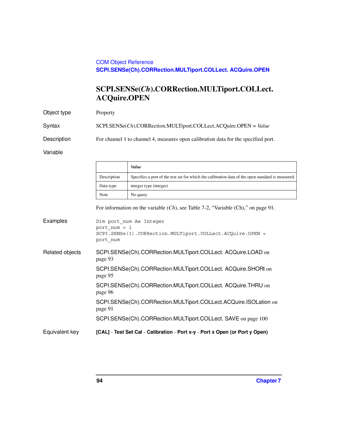 Agilent Technologies 87075C manual ACQuire.OPEN 