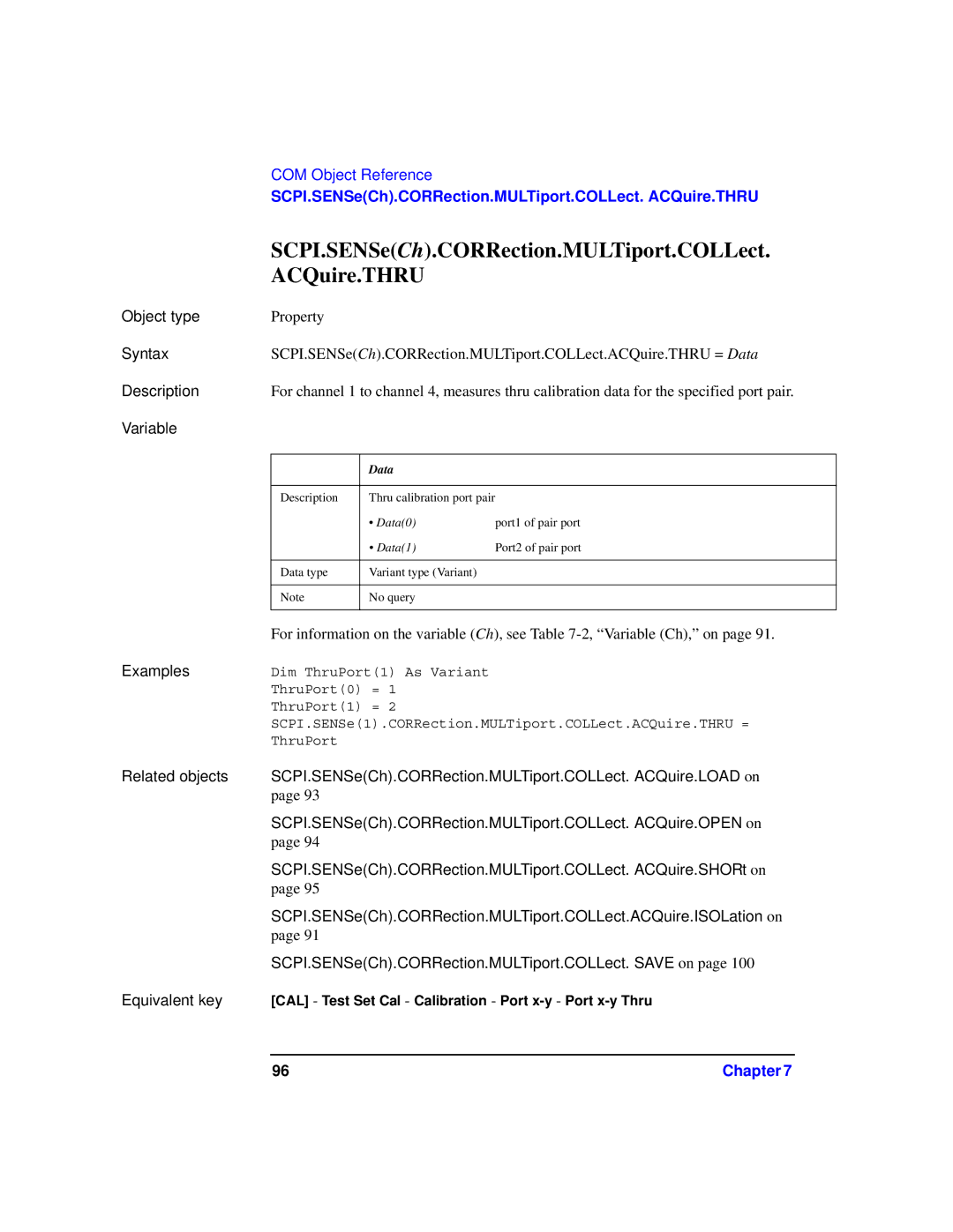 Agilent Technologies 87075C manual ACQuire.THRU 